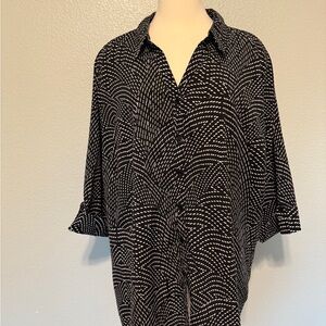 Catherines Black and‎ White Patterned Button Down Shirt